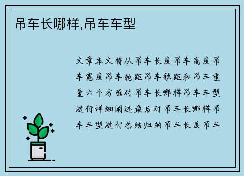吊车长哪样,吊车车型