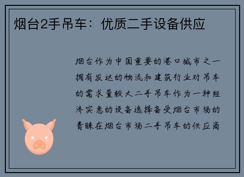 烟台2手吊车：优质二手设备供应